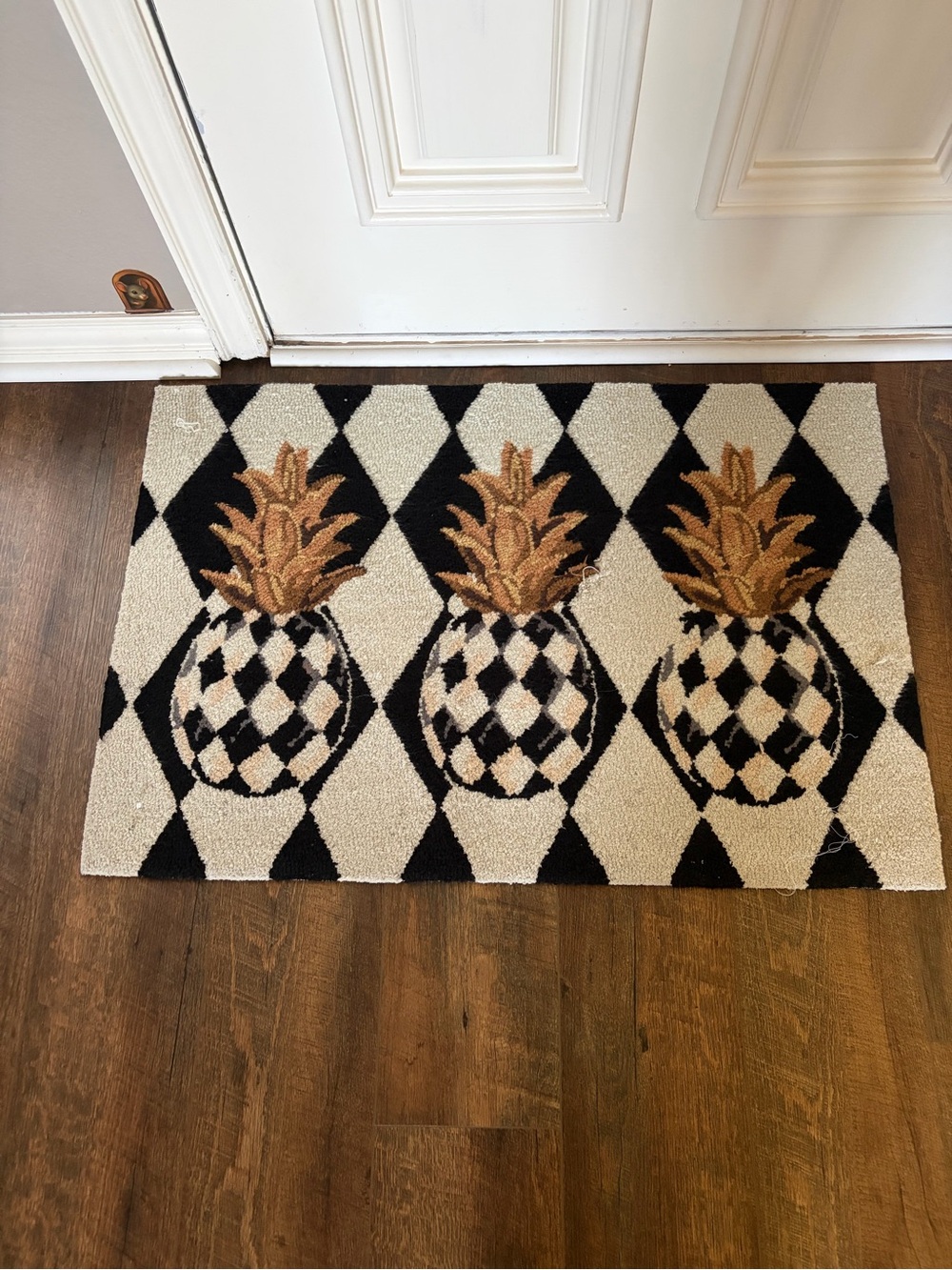Harlequin Pineapple Doormat in Black, Cream & Brown - Home Accents Decor